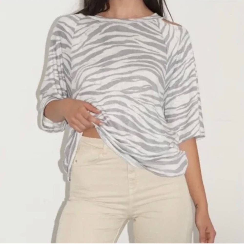 REVOLVE Brand LNA Clothing Kamala Cut Out Zebra Knit Top Size 3X NEW